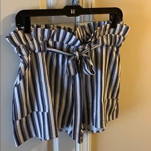 Paper bag shorts with tie waist